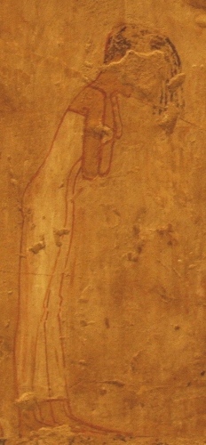 Detail of the mourners icovering their faces with the hair. Tomb of Rekhmire in Gourna. XVIII Dynasty. Photo: Mª Rosa Valdesogo