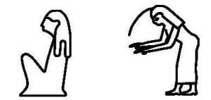 Determinatives of a woman and a dishevelled woman.