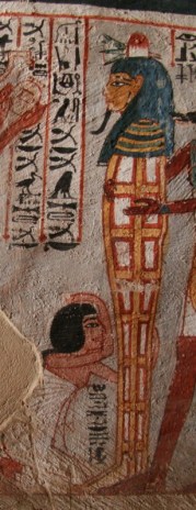 Women mourning beside the mummy. Tomb of Roy in Dra Abu el-Naga. Photo: Mª Rosa Valdesogo Martín.