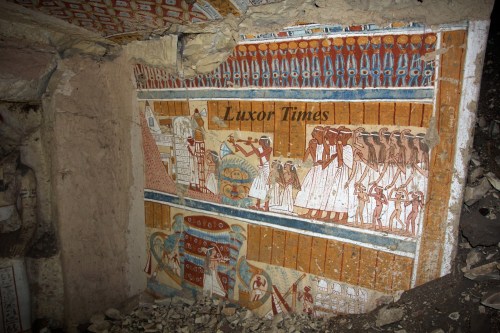Scene of the Funerary Ceremony with the procession and the Opening of the Mouth Ceremony. Tomb of Khonsu-em-heb in Khoka (Luxor), Egypt. Ramesside Period. Photo: www.luxortimesmagazine.blogspot.nl