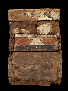 The two mourners in the role of Isis and Nephtys at the feet of the lid in a rishi coffin. XVIII Dynasty.Funeral in Ancient Egypt