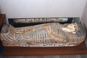 Rishi coffin. Both views with both funerary scenes. XVII-XVIII Dynasty. Thebes. Funerary ceremony in Ancient Egypt.