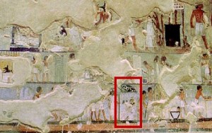 Offering make-up in the tomb of Sennefer. Ancient Egypt.