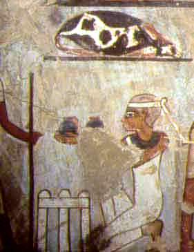 Offering make-up in the tomb of Sennefer. Gourna. Ancient Egypt.