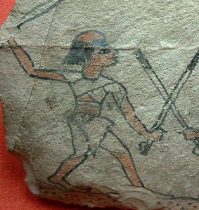 Ostraca from Louvre Museum with men with alopecia. Ancient Egypt