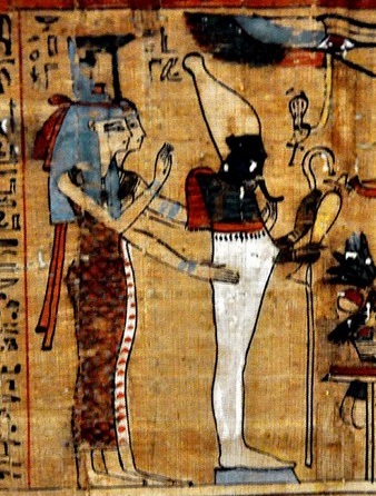 Isis and Nephtys in a Paprus from Turin. Ancient Egypt.