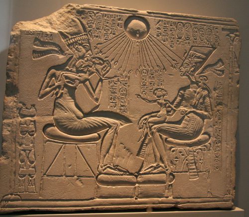 Akhenaten, Nefertiti and their three Daughters. Altes Museum in Berlin. Photo: Mª Rosa Valdesogo. Ancient Egypt